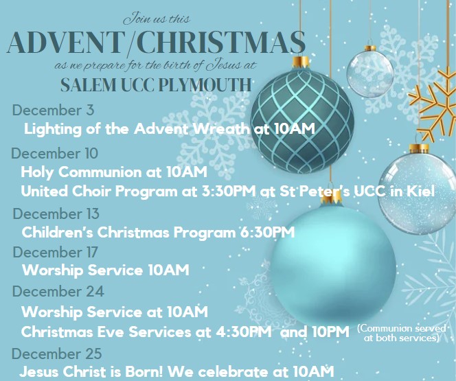 2023 Advent and Christmas Schedule