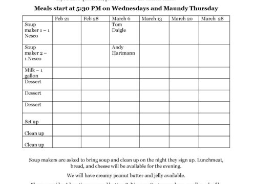 Lent Simple Suppers Return